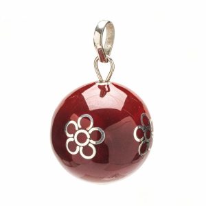 Llamador De Angel Plata Esmalte Rojo