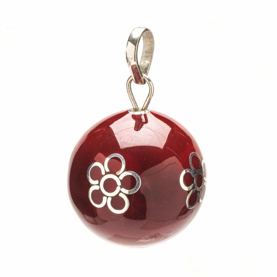Llamador De Angel Plata Esmalte Rojo
