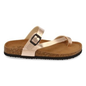 Sandalias doradas hebilla negra anatómicas