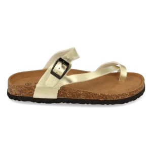 Sandalias esclava doradas con correa