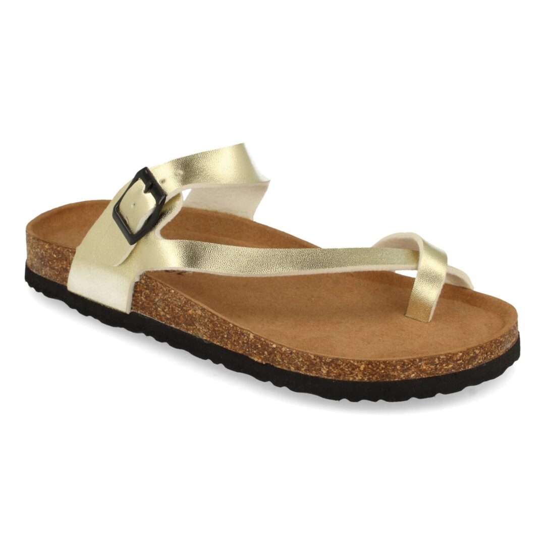 Sandalias esclava doradas con correa - Imagen 3