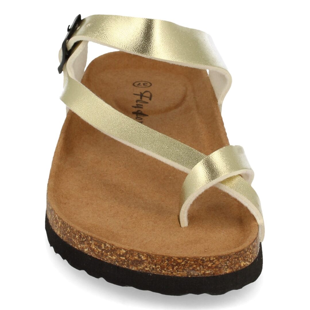 Sandalias esclava doradas con correa - Imagen 4