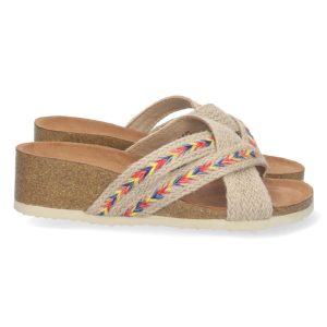 Sandalias beige trenzadas multicolor