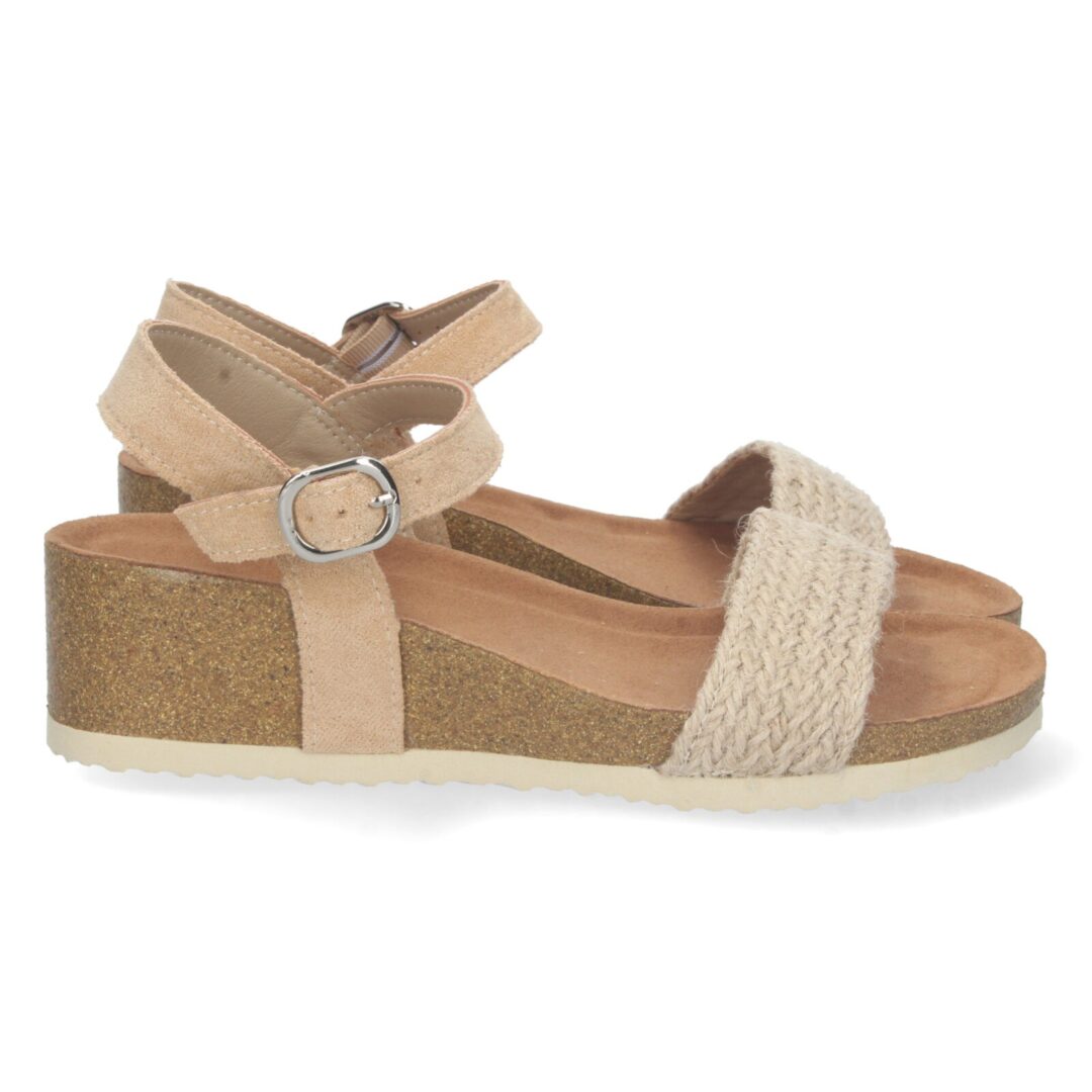 Sandalias cuña anatómica beige hebilla bio - Imagen 2