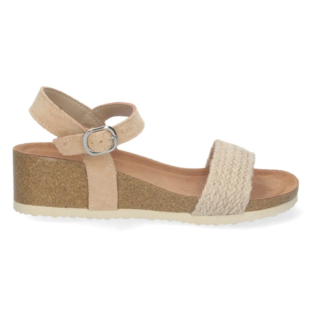 Sandalias cuña anatómica beige hebilla bio - Imagen 3