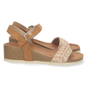Sandalias cuña anatómica bio taupe