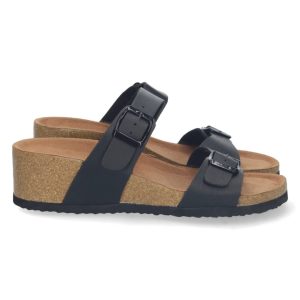 Sandalias cuña anatómica doble pala negras