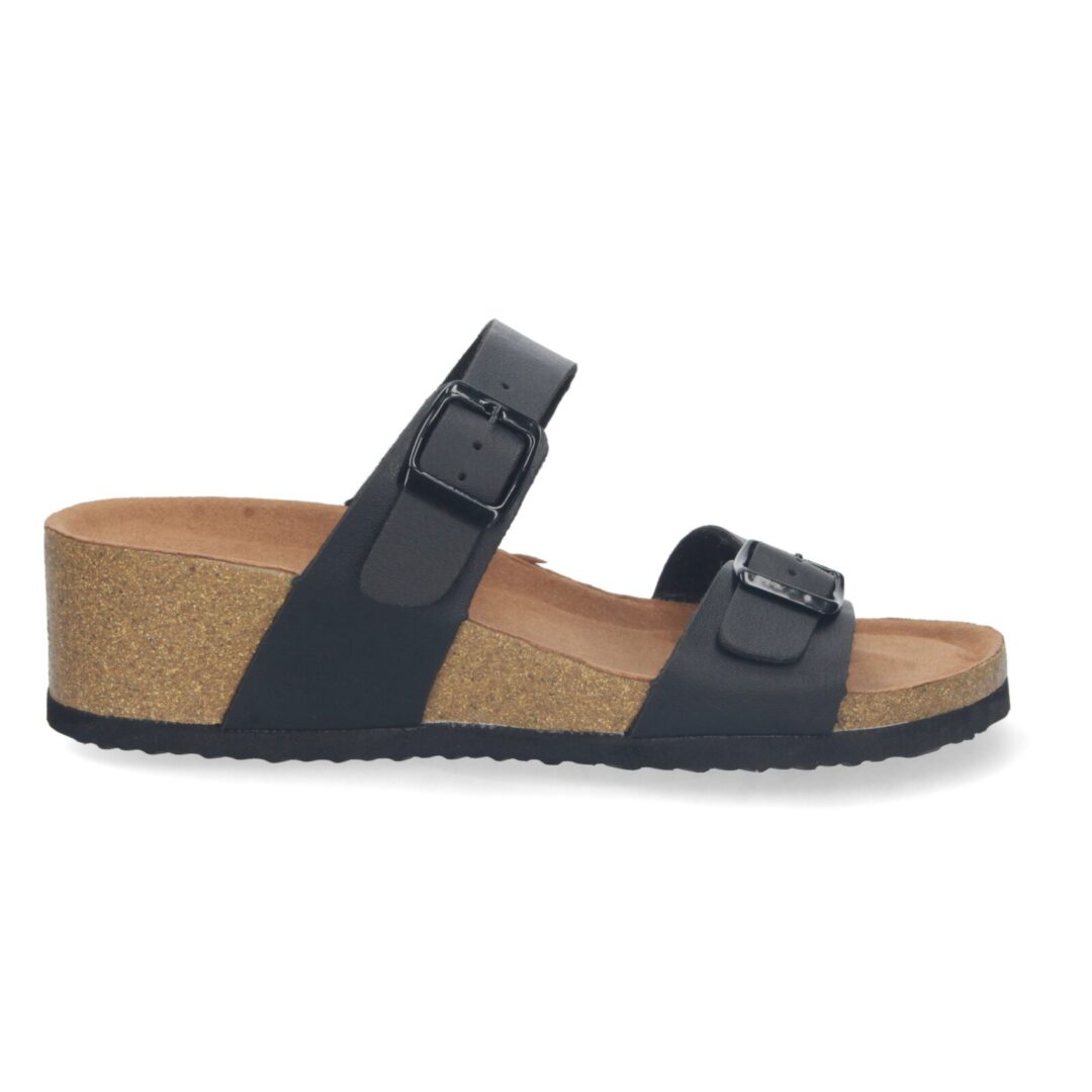 Sandalias cuña anatómica doble pala negras - Imagen 3