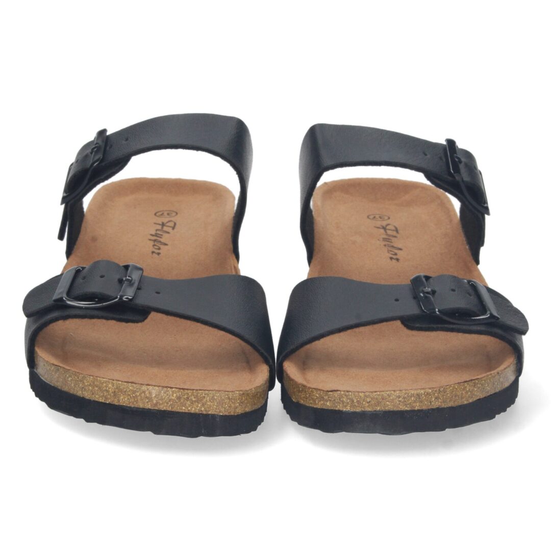 Sandalias cuña anatómica doble pala negras - Imagen 4