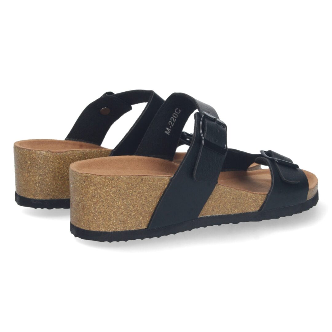 Sandalias cuña anatómica doble pala negras - Imagen 5