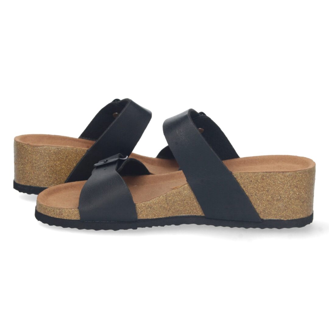 Sandalias cuña anatómica doble pala negras - Imagen 6