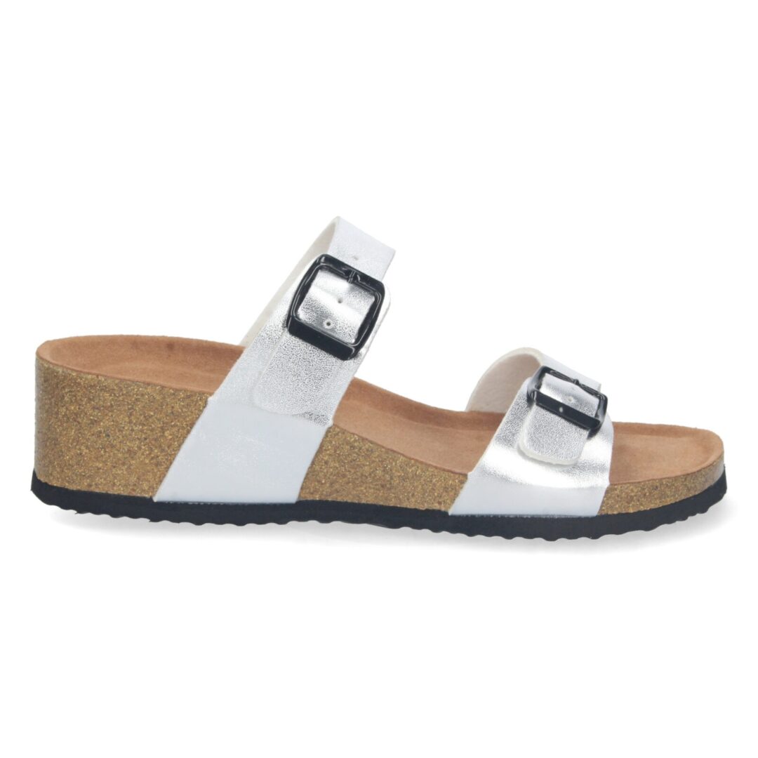 Sandalias cuña anatómica plateada hebilla - Imagen 3