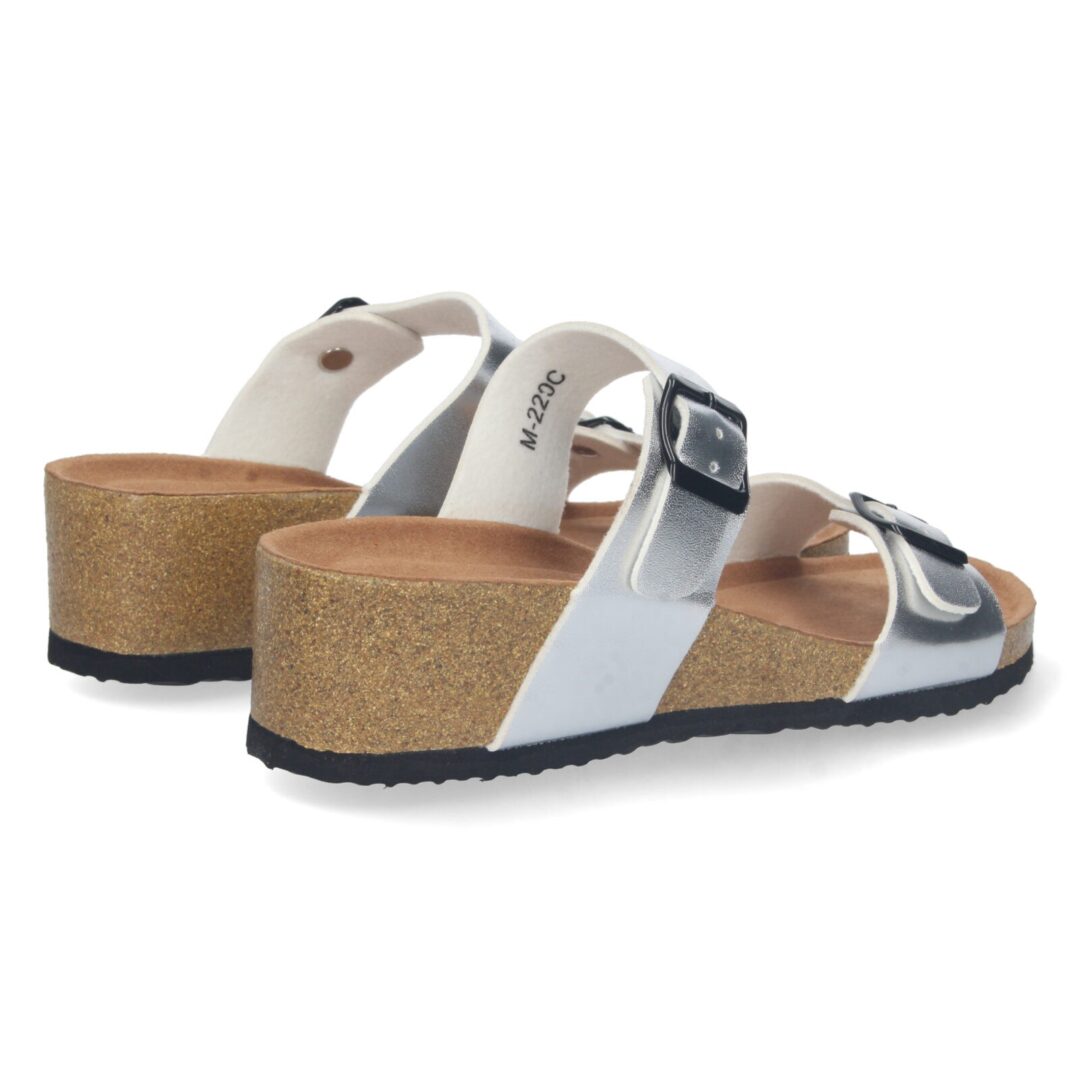 Sandalias cuña anatómica plateada hebilla - Imagen 5