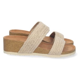 Sandalias cuña yute beige trenzada