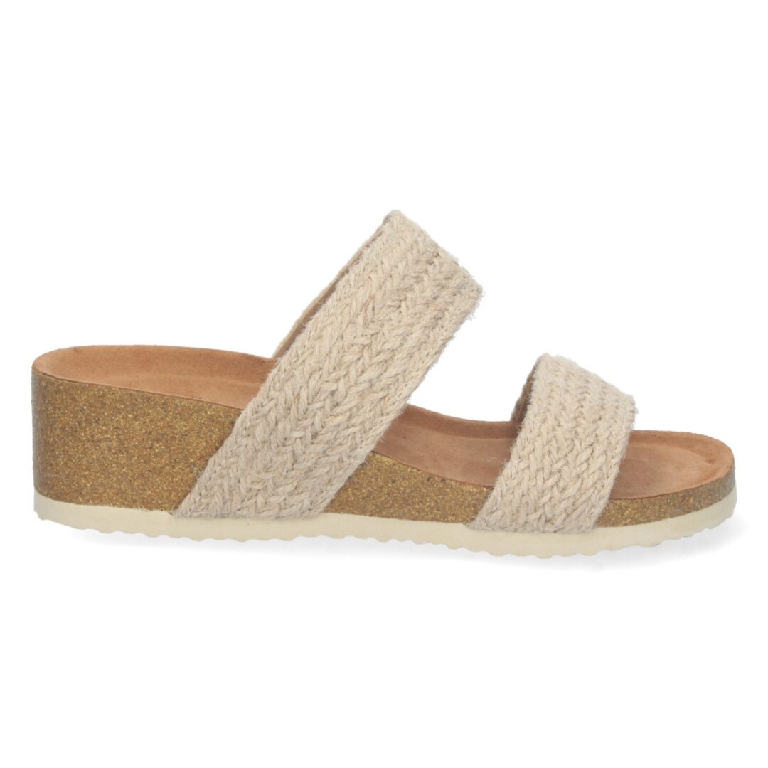 Sandalias cuña yute beige trenzada - Imagen 3