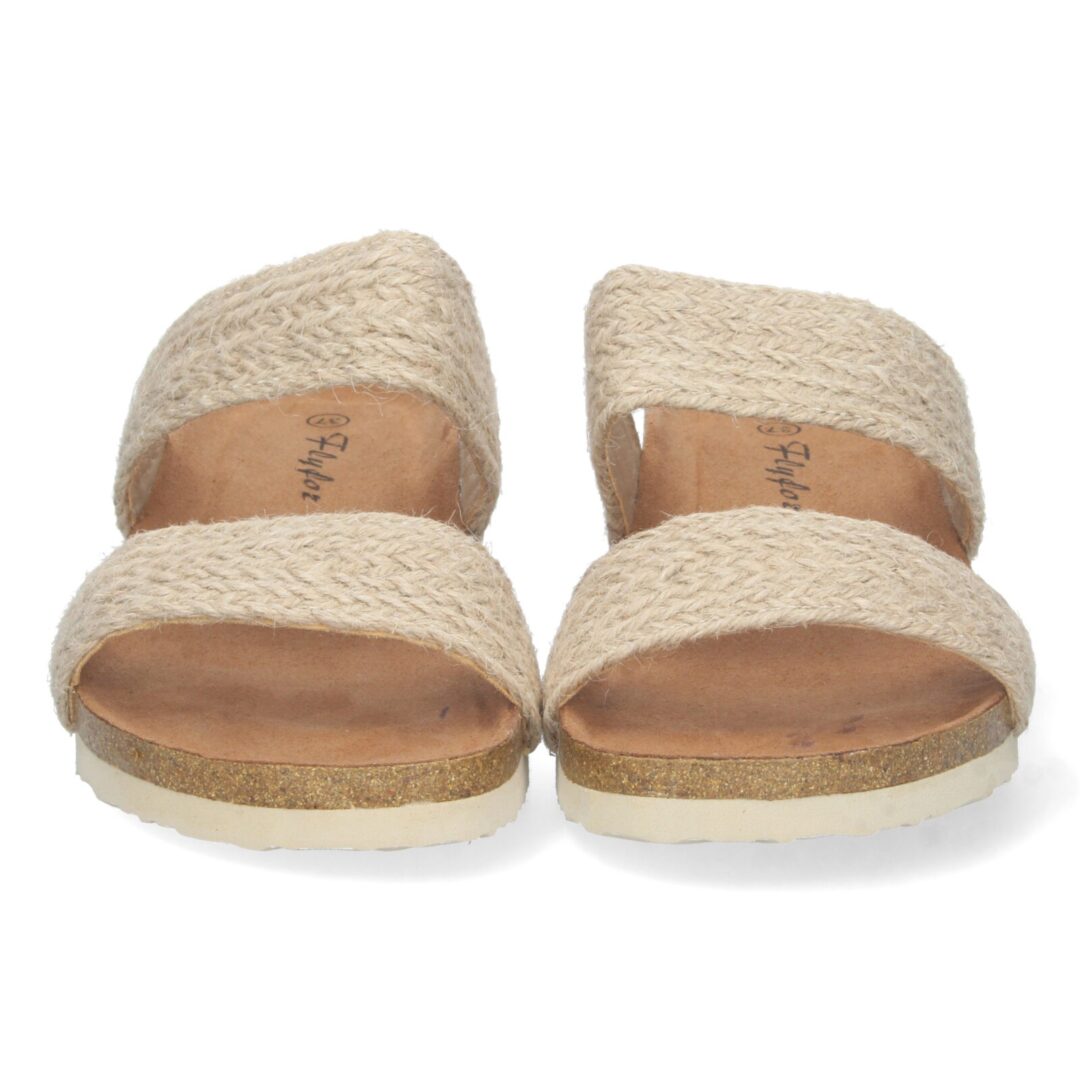 Sandalias cuña yute beige trenzada - Imagen 4