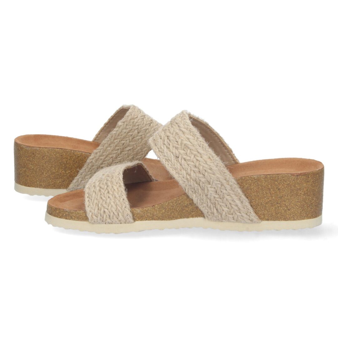 Sandalias cuña yute beige trenzada - Imagen 6