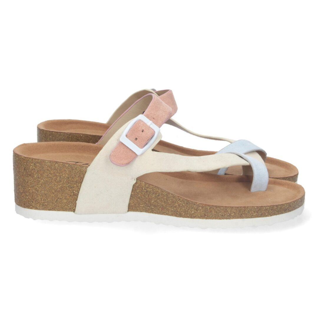 Sandalias rosa pálido cruzadas hebilla