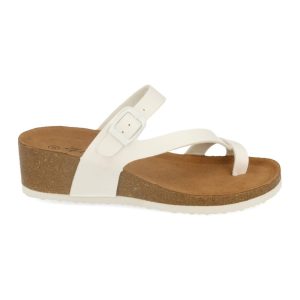 Sandalias Blancas Cuña Anatómica Dedo