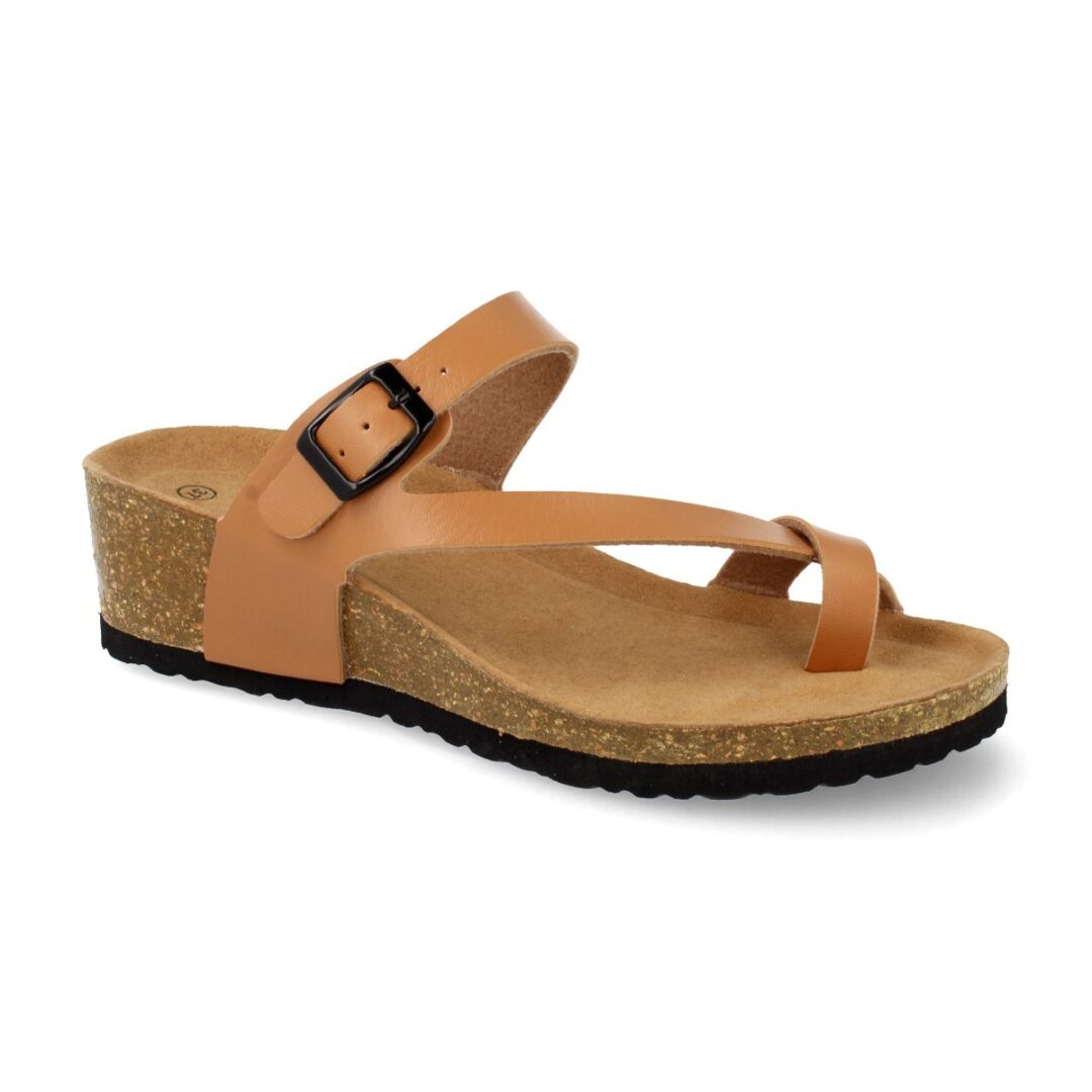 Sandalias cuña anatómica dedo dorada granulada - Imagen 3