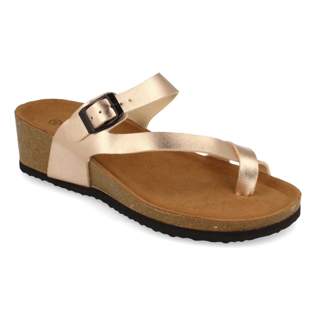 Chanclas cuña corcho hebilla negra - Imagen 3