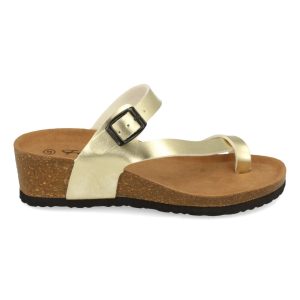 Sandalias cuña anatómica oro hebilla