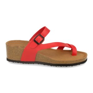 Sandalias anatómicas rojas con hebilla negra