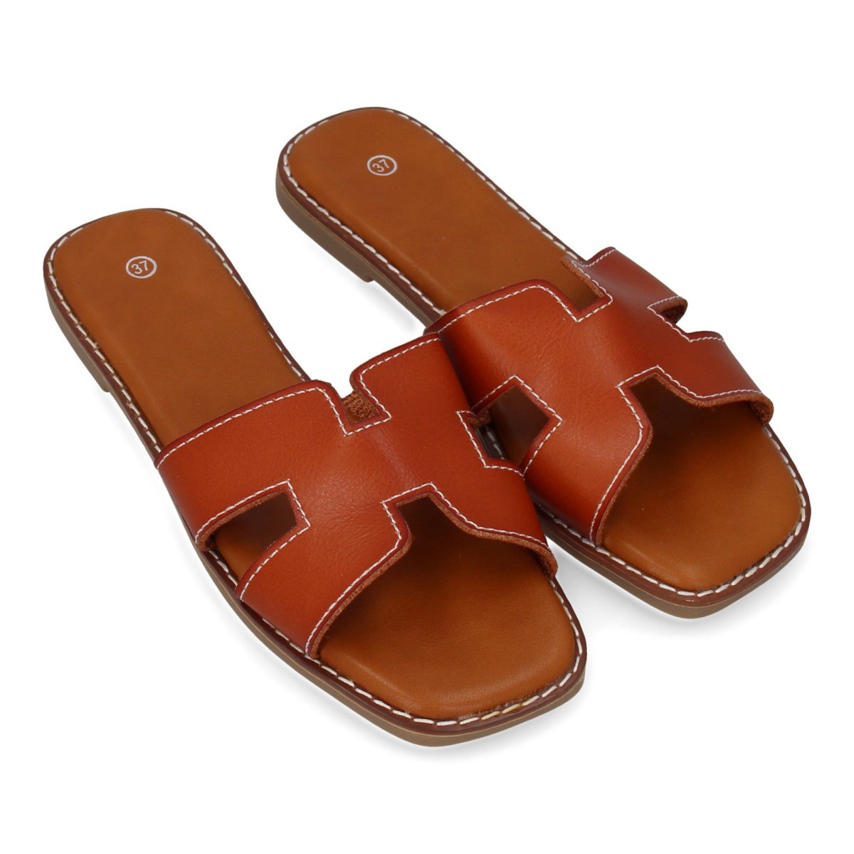Sandalias Planas Camel para mujer - Imagen 5