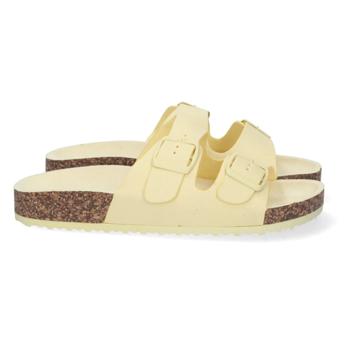 Sandalias anatómicas amarillas doble hebilla