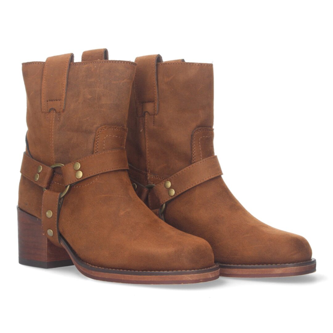 Botines marrones moteros de madera - Imagen 2