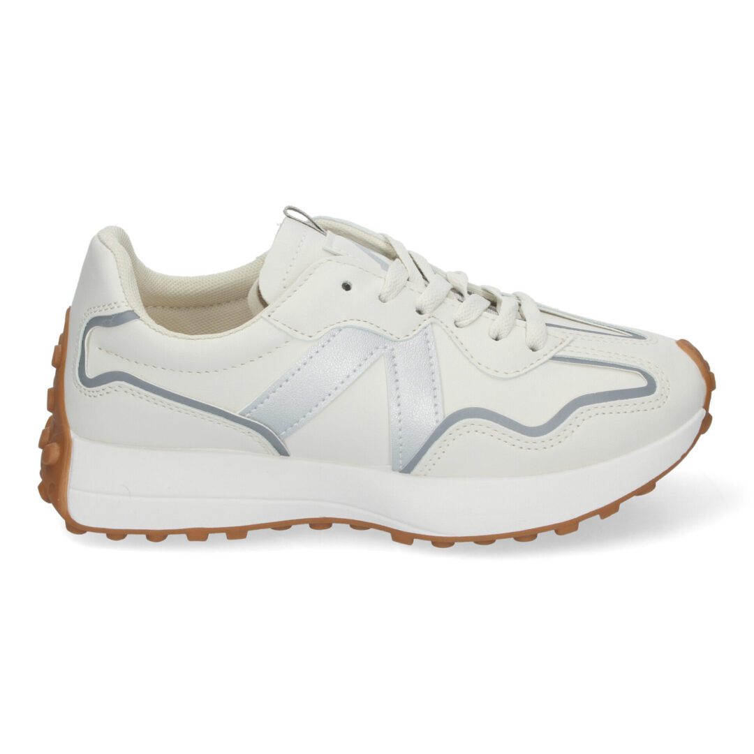 Zapatillas deportivas casual plata con suela dibujo - Imagen 3