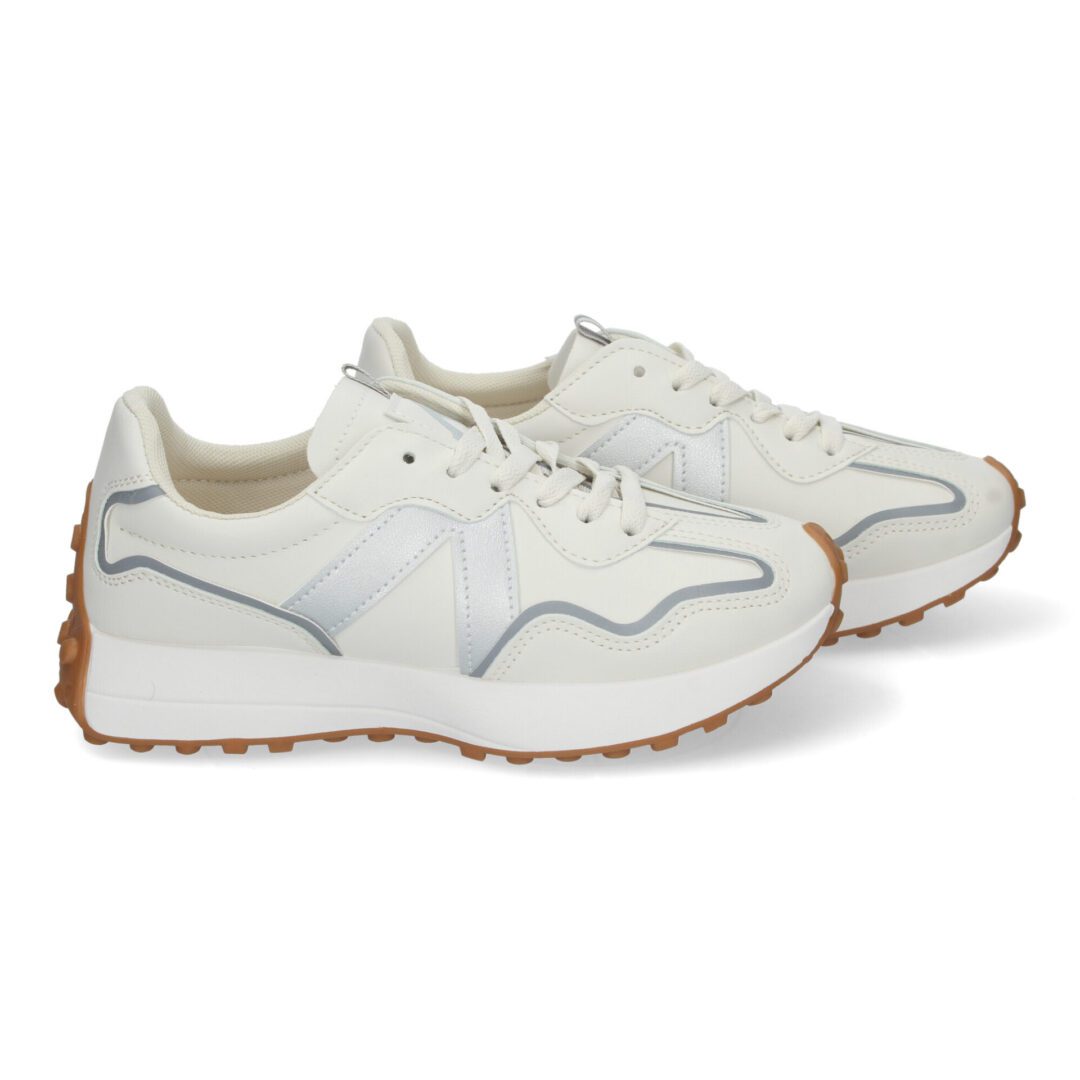 Zapatillas deportivas casual plata con suela dibujo - Imagen 6