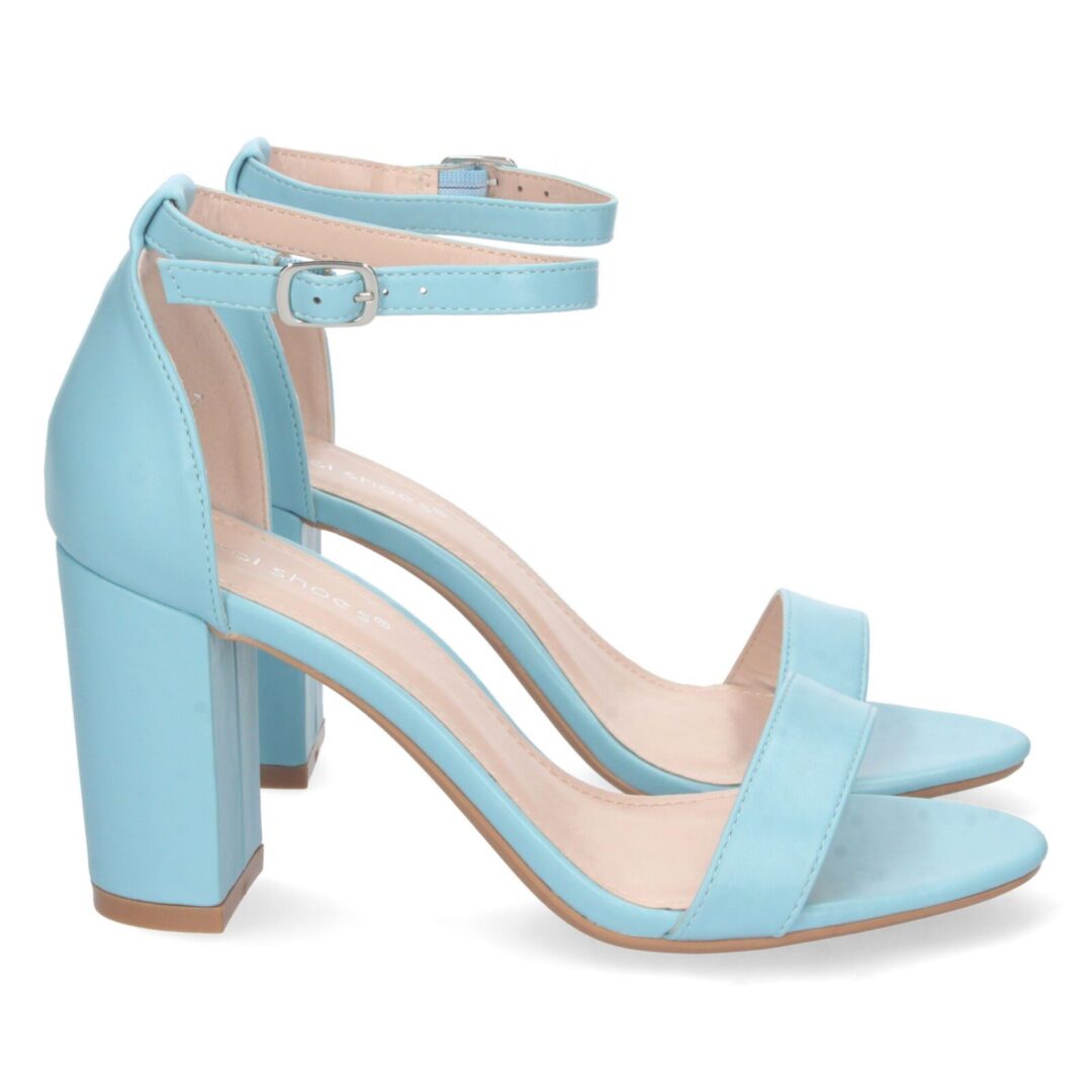 Sandalias de tacón azules con tobillera