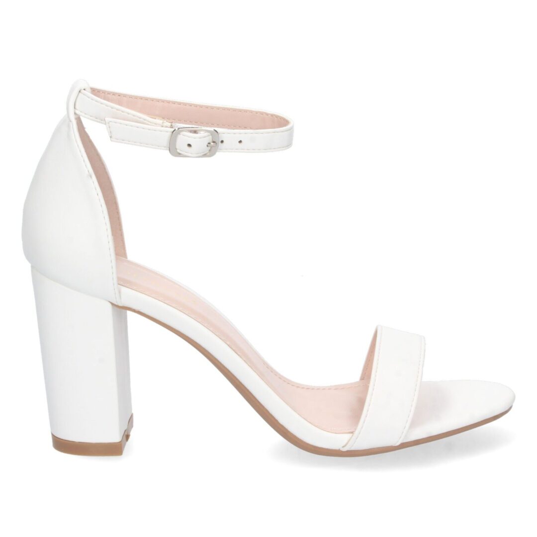Sandalias tobilleras tacón blanco tiras cruzadas. - Imagen 3