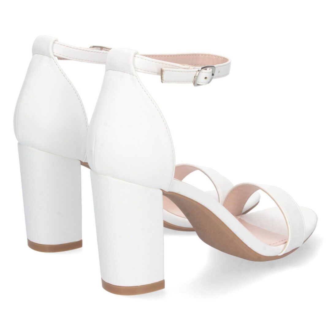 Sandalias tobilleras tacón blanco tiras cruzadas. - Imagen 5
