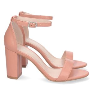 Sandalias rosa pálido tobillo grueso tacón