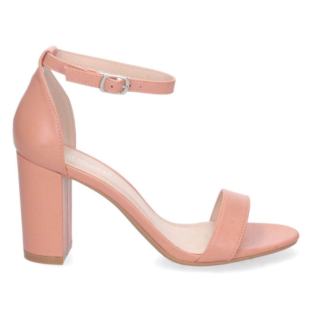 Sandalias rosa pálido tobillo grueso tacón - Imagen 3