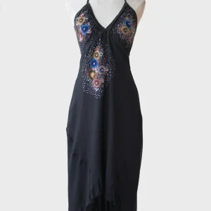 Paola Frani Vintage vestido seda y ante Talla 44 (L) Nuevo