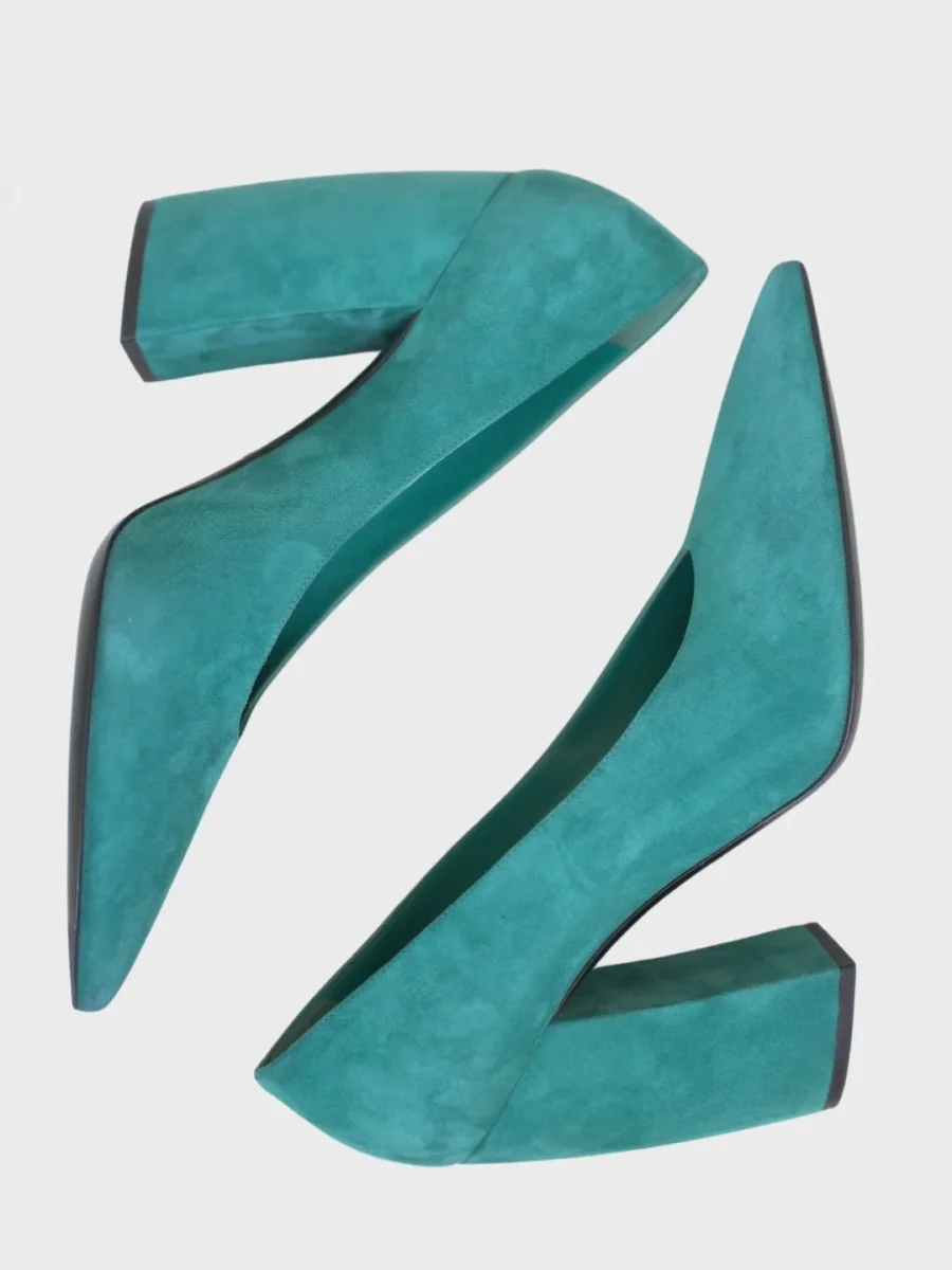 Prada zapatos de tacón ancho ante verde Talla 40 - Imagen 3