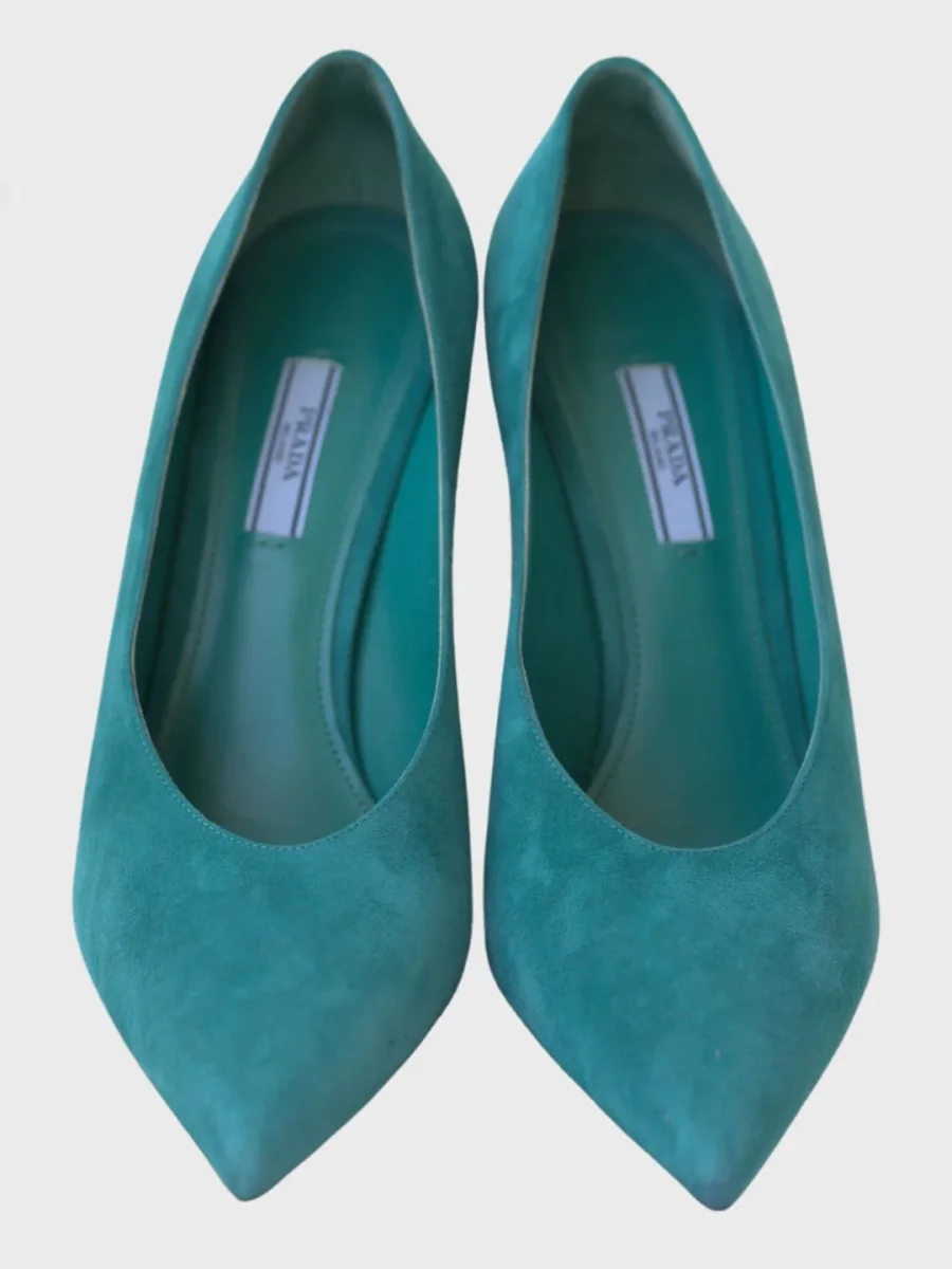 Prada zapatos de tacón ancho ante verde Talla 40 - Imagen 4