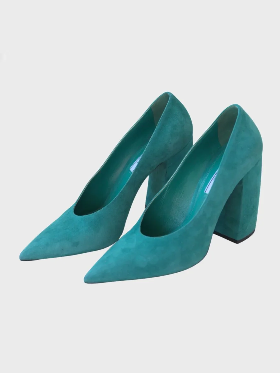 Prada zapatos de tacón ancho ante verde Talla 40 - Imagen 6