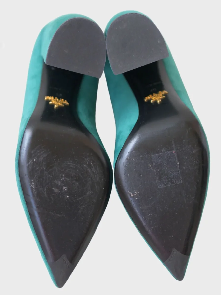 Prada zapatos de tacón ancho ante verde Talla 40 - Imagen 7
