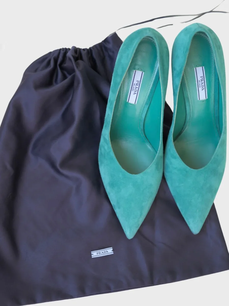 Prada zapatos de tacón ancho ante verde Talla 40 - Imagen 9