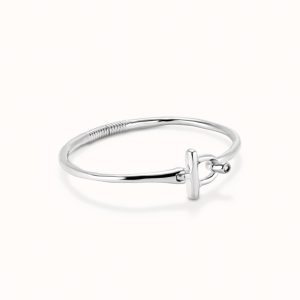 Pulsera con cierre frontal bañada en plata de ley con topacio blanco
