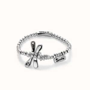 Pulsera elastica con libélula bañada en plata de ley