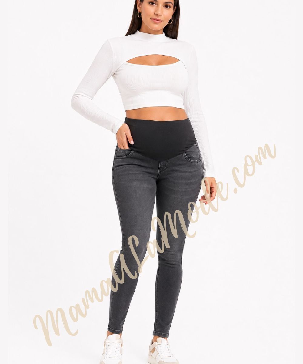 Pantalón Materno Jean Greysi Negro - Imagen 3