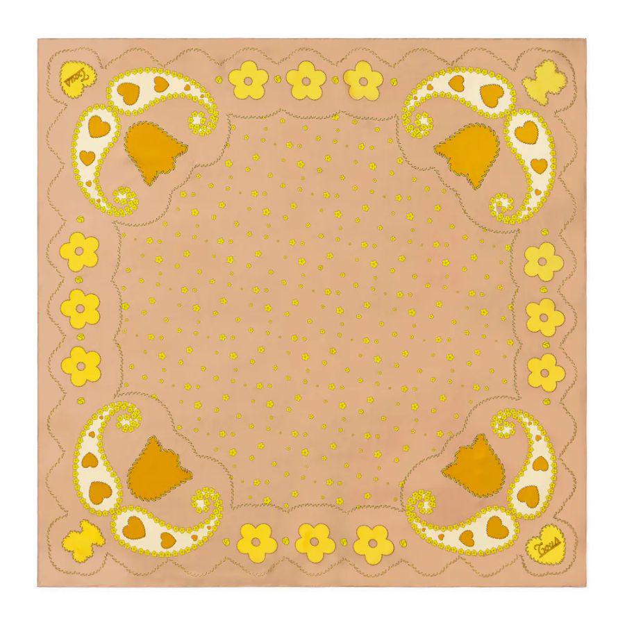 Pañuelo Tous Motifs Paisley Seda Color Arena