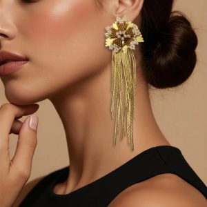 Pendientes Bisuteria Flecos Dorados