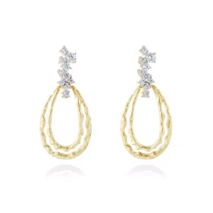 Pendientes LIA Plata Dorada Y Circonittas Blancas
