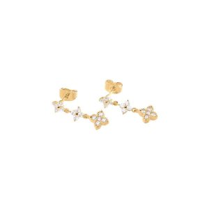 Pendientes Largos BELOVED Plata Dorada Circonitas